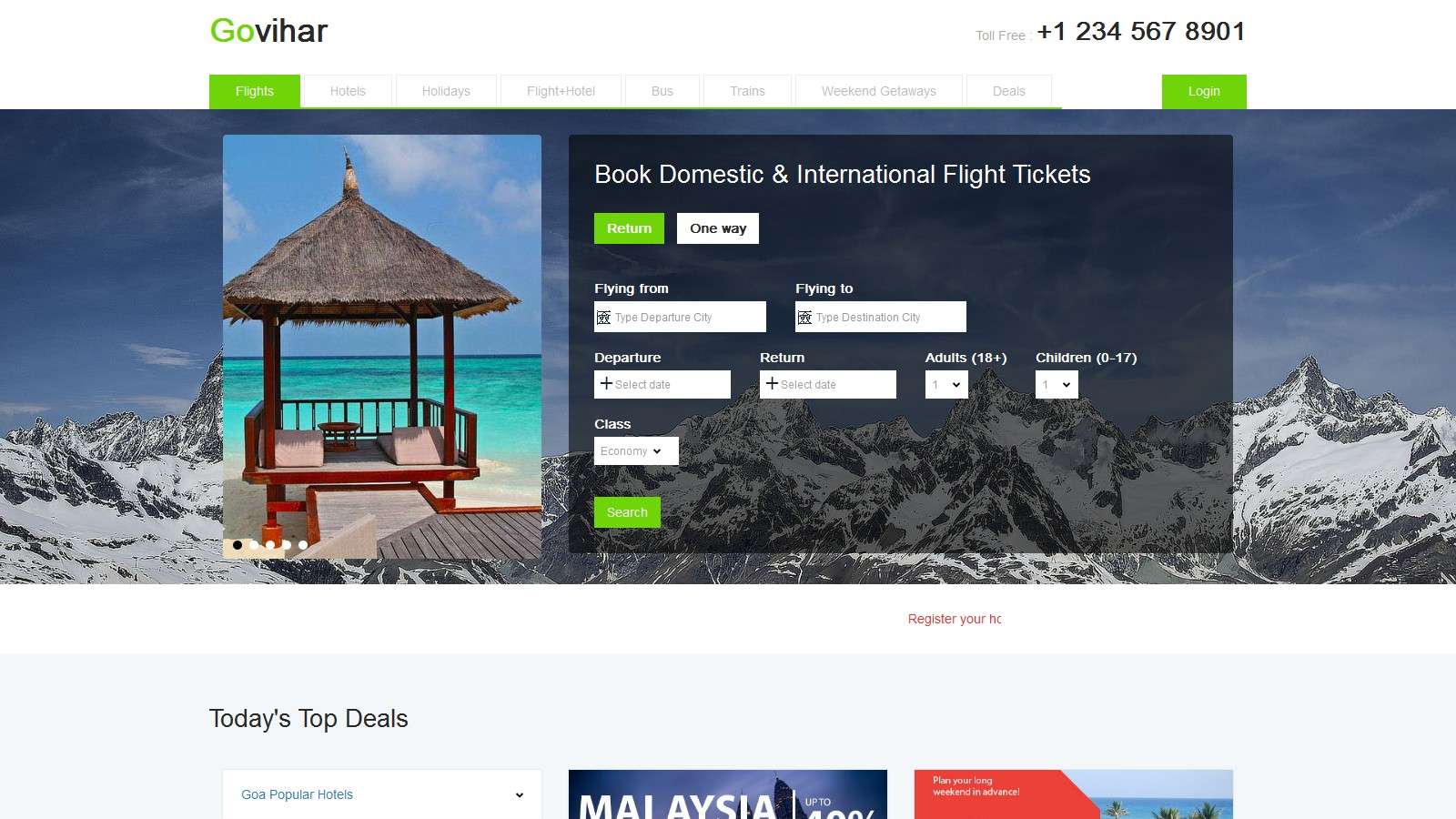 4 Картинки в ряд Bootstrap. Travel website Design.