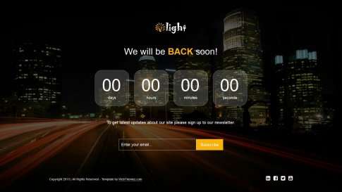 Шаблон дизайна заглушки сайта "Light Coming Soon" - фото к элементу №10 от 01.01.2019